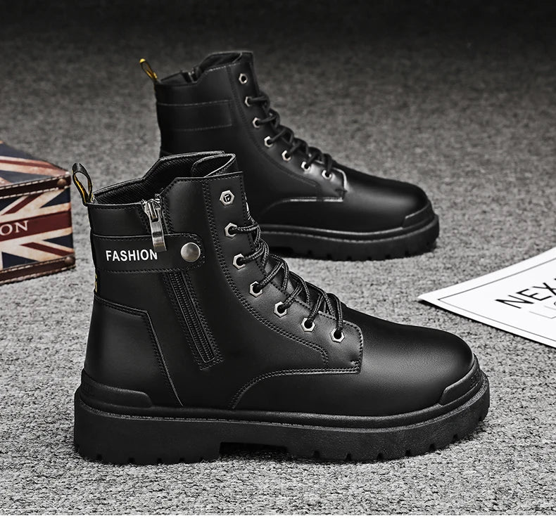 Herren High-Top Freizeitstiefel für alle Jahreszeiten, neue Outdoor-Anti-Rutsch-Komfort-Arbeitsstiefel, modische, vielseitige, trendige Stiefel, Herrenschuhe.