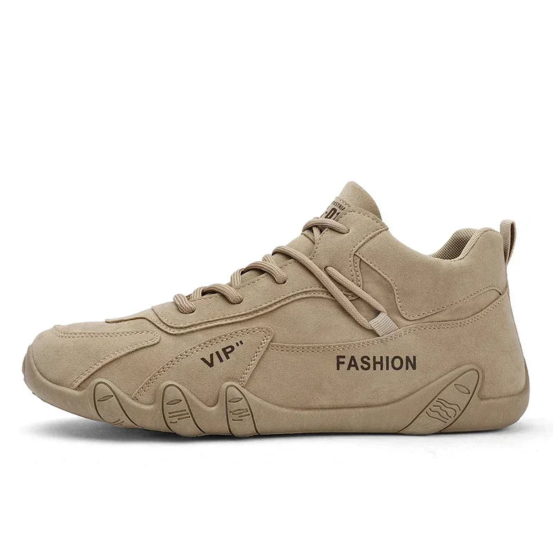 Wasserdichte Sneakers zum Schnüren, lässige Sneakers aus Leder für Herren, lässige Motorradschuhe, wasserdichte Leder-Stiefeletten für Herren