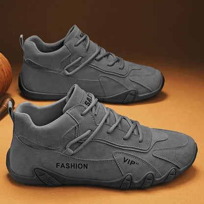 Wasserdichte Sneakers zum Schnüren, lässige Sneakers aus Leder für Herren, lässige Motorradschuhe, wasserdichte Leder-Stiefeletten für Herren
