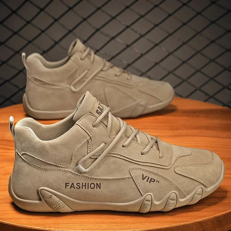 Wasserdichte Sneakers zum Schnüren, lässige Sneakers aus Leder für Herren, lässige Motorradschuhe, wasserdichte Leder-Stiefeletten für Herren