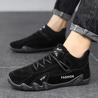 Wasserdichte Sneakers zum Schnüren, lässige Sneakers aus Leder für Herren, lässige Motorradschuhe, wasserdichte Leder-Stiefeletten für Herren