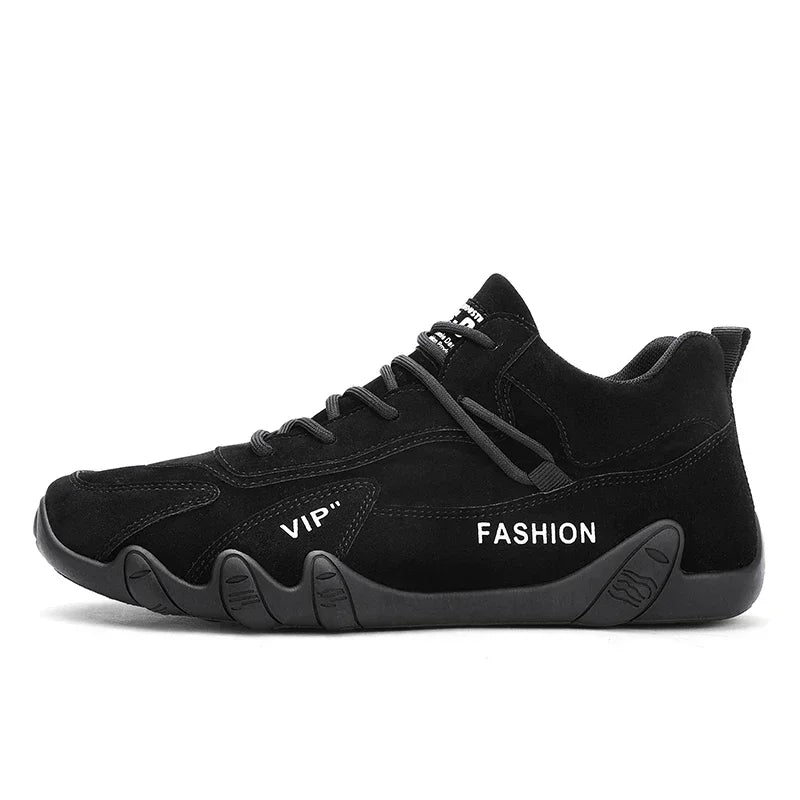 Wasserdichte Sneakers zum Schnüren, lässige Sneakers aus Leder für Herren, lässige Motorradschuhe, wasserdichte Leder-Stiefeletten für Herren