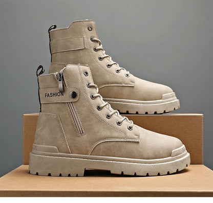 Herren High-Top Freizeitstiefel für alle Jahreszeiten, neue Outdoor-Anti-Rutsch-Komfort-Arbeitsstiefel, modische, vielseitige, trendige Stiefel, Herrenschuhe.