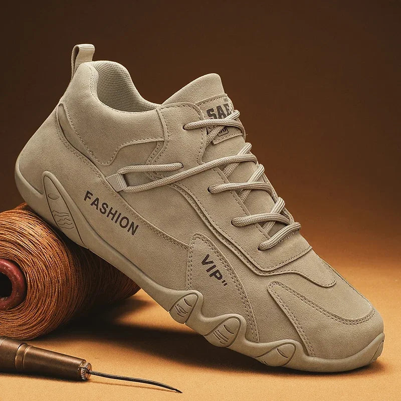 Wasserdichte Sneakers zum Schnüren, lässige Sneakers aus Leder für Herren, lässige Motorradschuhe, wasserdichte Leder-Stiefeletten für Herren