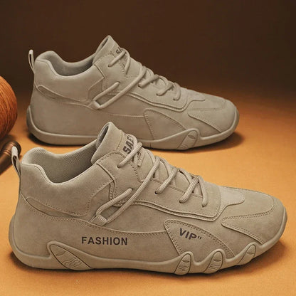 Wasserdichte Sneakers zum Schnüren, lässige Sneakers aus Leder für Herren, lässige Motorradschuhe, wasserdichte Leder-Stiefeletten für Herren