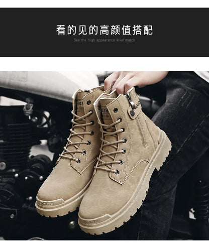 Herren High-Top Freizeitstiefel für alle Jahreszeiten, neue Outdoor-Anti-Rutsch-Komfort-Arbeitsstiefel, modische, vielseitige, trendige Stiefel, Herrenschuhe.