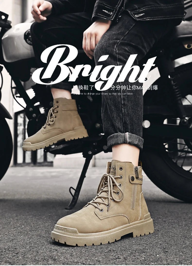 Herren High-Top Freizeitstiefel für alle Jahreszeiten, neue Outdoor-Anti-Rutsch-Komfort-Arbeitsstiefel, modische, vielseitige, trendige Stiefel, Herrenschuhe.