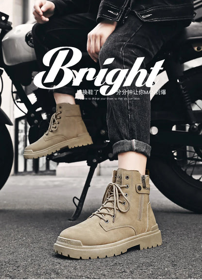 Herren High-Top Freizeitstiefel für alle Jahreszeiten, neue Outdoor-Anti-Rutsch-Komfort-Arbeitsstiefel, modische, vielseitige, trendige Stiefel, Herrenschuhe.