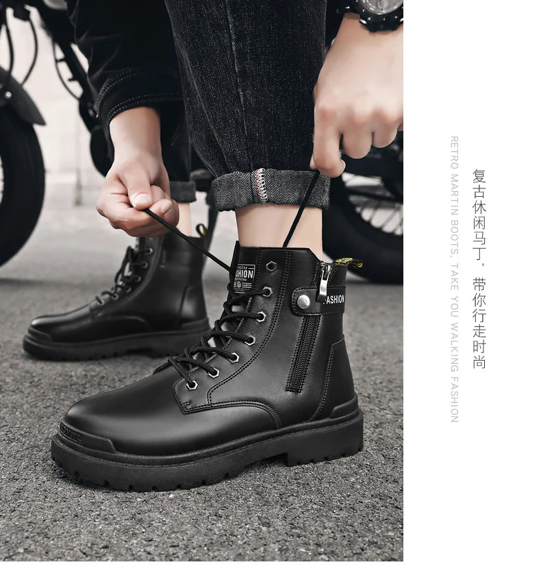 Herren High-Top Freizeitstiefel für alle Jahreszeiten, neue Outdoor-Anti-Rutsch-Komfort-Arbeitsstiefel, modische, vielseitige, trendige Stiefel, Herrenschuhe.