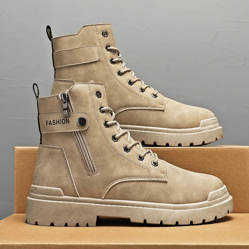 Herren High-Top Freizeitstiefel für alle Jahreszeiten, neue Outdoor-Anti-Rutsch-Komfort-Arbeitsstiefel, modische, vielseitige, trendige Stiefel, Herrenschuhe.