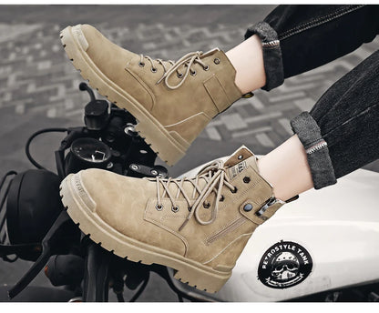 Herren High-Top Freizeitstiefel für alle Jahreszeiten, neue Outdoor-Anti-Rutsch-Komfort-Arbeitsstiefel, modische, vielseitige, trendige Stiefel, Herrenschuhe.