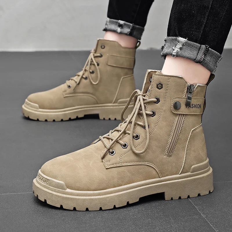 Herren High-Top Freizeitstiefel für alle Jahreszeiten, neue Outdoor-Anti-Rutsch-Komfort-Arbeitsstiefel, modische, vielseitige, trendige Stiefel, Herrenschuhe.