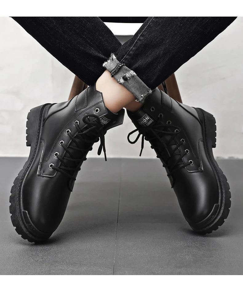 Herren High-Top Freizeitstiefel für alle Jahreszeiten, neue Outdoor-Anti-Rutsch-Komfort-Arbeitsstiefel, modische, vielseitige, trendige Stiefel, Herrenschuhe.