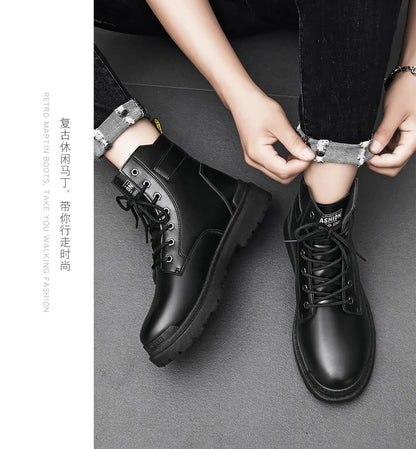 Herren High-Top Freizeitstiefel für alle Jahreszeiten, neue Outdoor-Anti-Rutsch-Komfort-Arbeitsstiefel, modische, vielseitige, trendige Stiefel, Herrenschuhe.