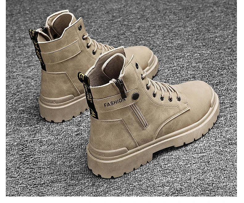 Herren High-Top Freizeitstiefel für alle Jahreszeiten, neue Outdoor-Anti-Rutsch-Komfort-Arbeitsstiefel, modische, vielseitige, trendige Stiefel, Herrenschuhe.