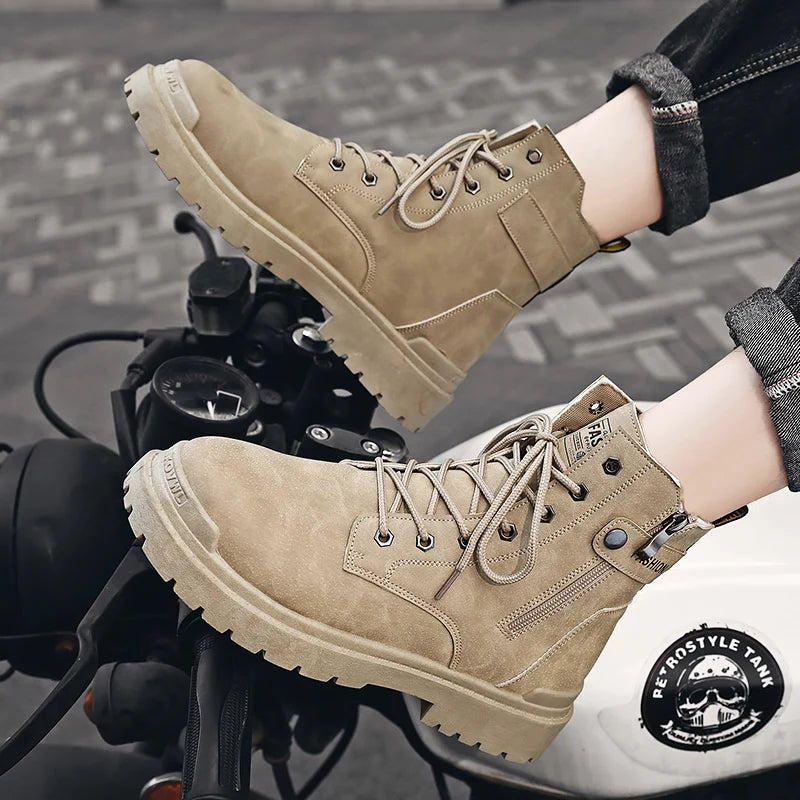 Herren High-Top Freizeitstiefel für alle Jahreszeiten, neue Outdoor-Anti-Rutsch-Komfort-Arbeitsstiefel, modische, vielseitige, trendige Stiefel, Herrenschuhe.