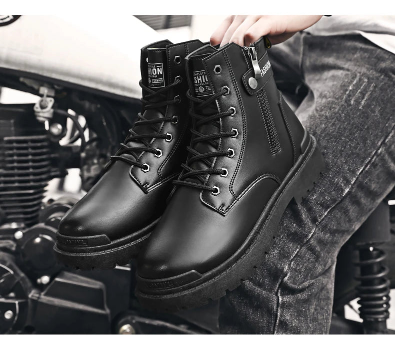Herren High-Top Freizeitstiefel für alle Jahreszeiten, neue Outdoor-Anti-Rutsch-Komfort-Arbeitsstiefel, modische, vielseitige, trendige Stiefel, Herrenschuhe.