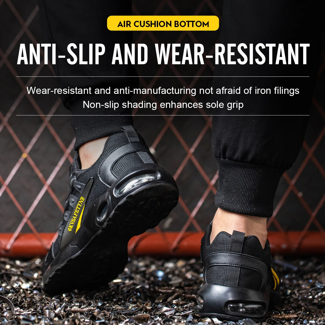 Männer Sicherheitsschuhe mit rotierenden Knöpfen, Stahlkappe, Arbeitsschuhe, unzerstörbare Schuhe, pannensichere Arbeitsstiefel, Luftpolster-Sicherheitsschuhe