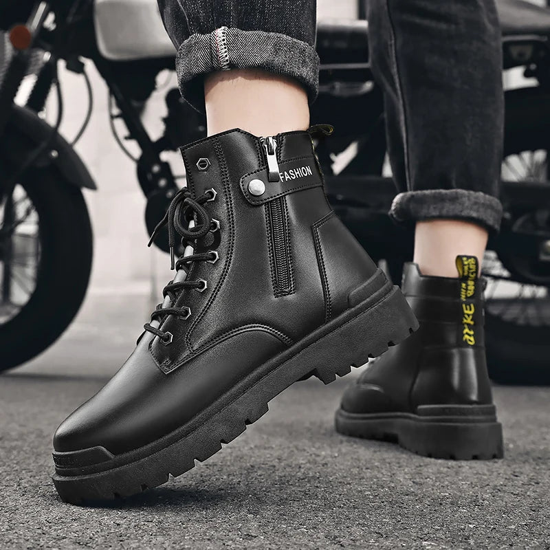 Herren High-Top Freizeitstiefel für alle Jahreszeiten, neue Outdoor-Anti-Rutsch-Komfort-Arbeitsstiefel, modische, vielseitige, trendige Stiefel, Herrenschuhe.