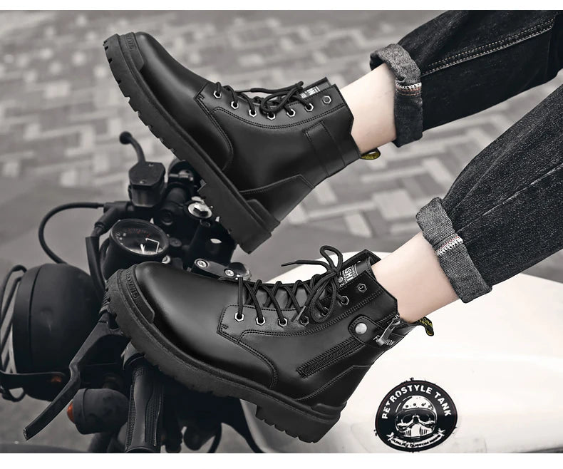 Herren High-Top Freizeitstiefel für alle Jahreszeiten, neue Outdoor-Anti-Rutsch-Komfort-Arbeitsstiefel, modische, vielseitige, trendige Stiefel, Herrenschuhe.