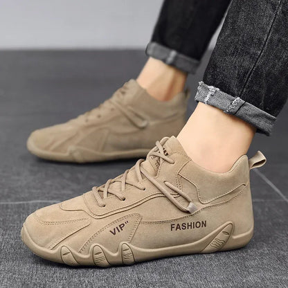 Wasserdichte Sneakers zum Schnüren, lässige Sneakers aus Leder für Herren, lässige Motorradschuhe, wasserdichte Leder-Stiefeletten für Herren