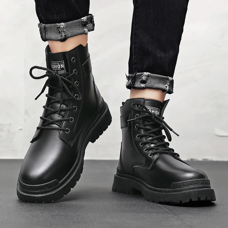 Herren High-Top Freizeitstiefel für alle Jahreszeiten, neue Outdoor-Anti-Rutsch-Komfort-Arbeitsstiefel, modische, vielseitige, trendige Stiefel, Herrenschuhe.